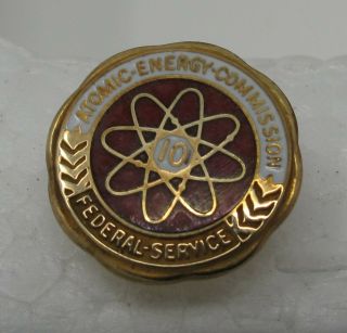 Atomic Energy Commission Federal Service 10 Years Award 10k Gold Pin Pinback