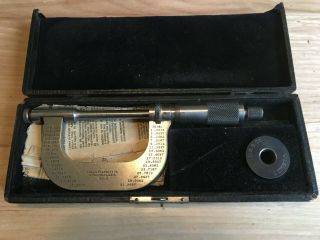 Fine L.  S.  Starrett Co Vintage No.  2 Micrometer In Case With Wrench,  Papers,  Etc