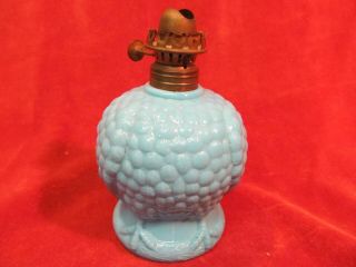 Rare P&a Mfg Co Acorn Blue Milkglass Miniature Oil Lamp Eagle & Talons