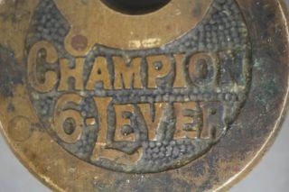 Vintage Antique Brass Round Pancake Padlock Miller Champion 6 Lever 2