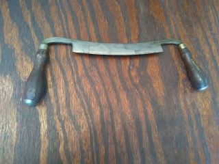 Vintage Antique 8 " Draw Knife Woodworking Tool Wood Handles