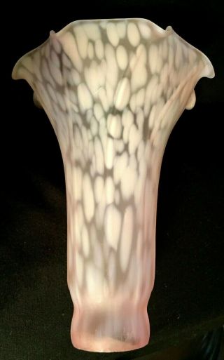 Tiffany Style Art Glass Lamp Shade Frosted Pink Tulip Trumpet Lily
