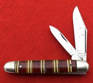Vintage Ikco (imperial Knife Co) Equal End Jack Pocket Knife 1925 - 40 Candy Stripe