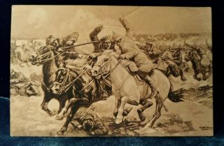 Vintage German Wwi Postcard Unposted Chasing Russians Out Of Poland
