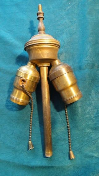 Vintage P&s Brass Pull Chain 2 Light Lamp Cluster Socket All Brass Parts 9