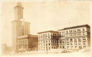 Wa 1910’s Rare Real Photo L.  C.  Smith Building & Courthouse Seattle,  Washington