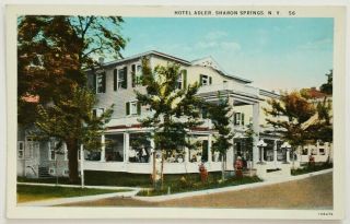 Postcard Sharon Springs Ny Hotel Adler People On Front Porch York 1920 