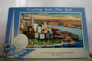 York Ny Battery Park Worlds Fair Postcard Old Vintage Card View Standard Pc