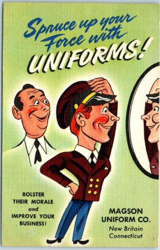 Vintage Advertising Postcard Magson Uniform Co.  Britain Ct Linen 1946 Cancel