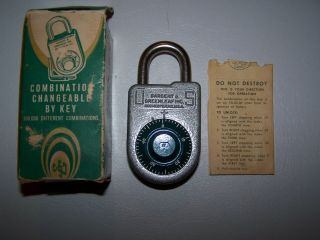 Vintage Sargent Greenleaf Key Changing Combination Padlock Lock Is Not