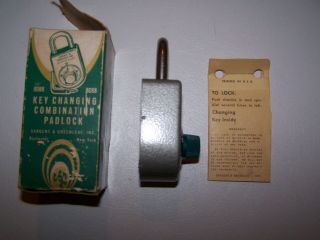 Vintage Sargent Greenleaf Key Changing Combination Padlock Lock is Not 4