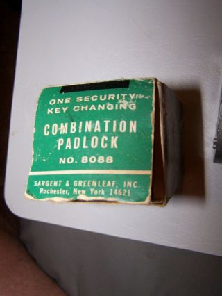 Vintage Sargent Greenleaf Key Changing Combination Padlock Lock is Not 5