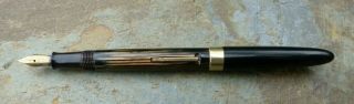 Vintage W A Sheaffer Fountain Pen 14k Nib Brown / Gold Stripes
