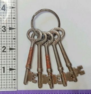 Vintage/antique (5) Sargent Solid Barrel Skeleton Keys 0618,  0736,  653a,  659a,  0739