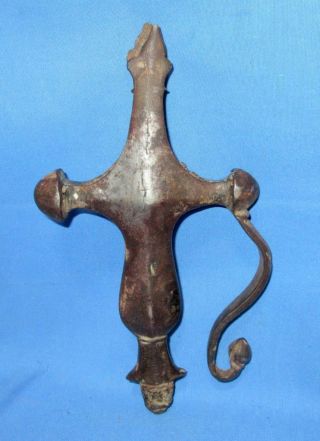 Antique Old Collectible And Decorative Rare Hand Crafted Iron Mughal Sword Hilt