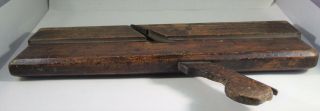 Antique Tool 18th C? Wooden Molding V Groove Plane Flat Chamfers Round Wedge 5