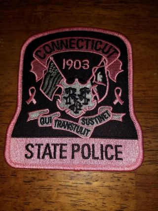 Connecticut State Police Patch,  Pink,  Breast Cancer Awareness,  Full Size,  Ct
