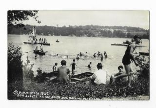 Reserved Heshes - Gu1blt Boy Scouts,  Bathing Beach,  Postcard By H.  M.  Beach,  1939