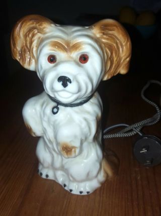 Vintage Ceramic Cute Puppy Dog Lamp Night Light