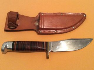 Vintage Estate Western Usa L88 Field Hunting Knife & Leather Sheath