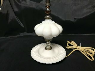 Vintage White Milk Glass Lamp 11 " Tall No Shade Delicate