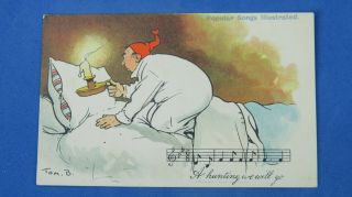 Tom Browne Comic Postcard 1900s Bed Bugs Pest Control Song A Hunting We Will Go