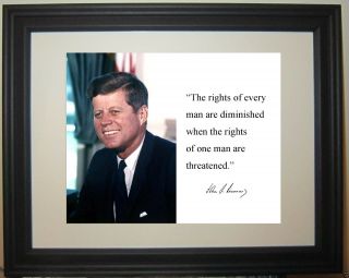 John F.  Kennedy Jfk Autograph " When The " Autograph Quote Framed Photo Nh1