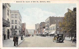 E89/ Bellaire Belmont County Ohio Postcard C1910 Belmont St Autos Stores 4