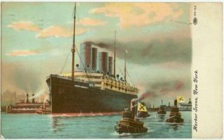 1909 Steamship Kaiser Wilhelm Ii In York Harbor