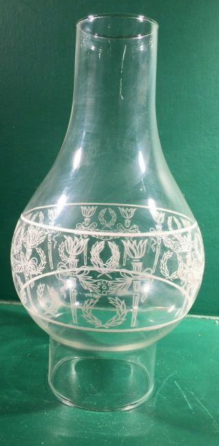 Vintage Diana Decorative Clear Glass Oil Lamp Chimney Globe Shade Solid Lines