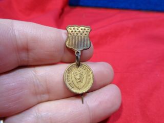 Vintage Patriotic Order Sons Of America P.  O.  S.  Of A.  Stickpin Pin Medal.  Bx - G