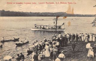 Rochester York Conesus Lake Boat Walkley Trans Co Antique Pc Za440565