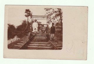 Vintage Real Photo Postcard India ? Railroad Car ? Rppc