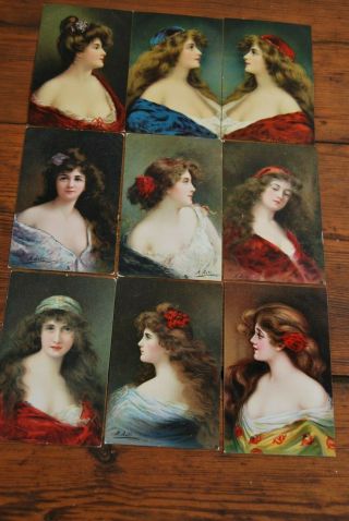 Angelo Asti 8 X Old Glamour Painting Type Postcards C1910 By Tuck