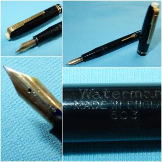 Vintage Waterman 503 Shorthand Fountain Pen Black 14k W2a Fine Nib Restored