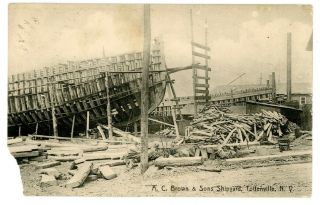 Tottenville Staten Island Ny - A.  C.  Brown & Sons Shipyard - Postcard