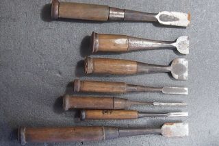 JAPANESE CHISEL NOMI Carpenter ' s Tool Set of 7  a124 6