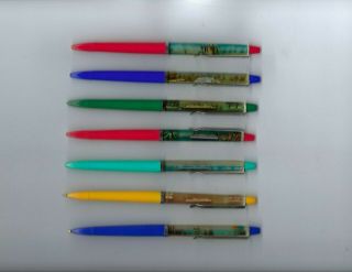 Vintage Lof Of 7 Assorted Travel Floaty Ball Point Pens -