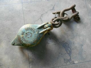 Vintage Western Power Products 303 Pulley With Crosby Laughlin Hook :