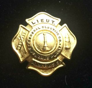 Rare General Electric Evendale Plant Fire Department Fire Lieutenant Badge
