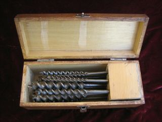 Vintage Russell Jennings 12 Piece Auger Bitts With Wood Box
