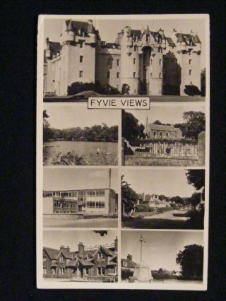 Vintage Fyvie Aberdeenshire Real Photo Postcard Incl Vale Hotel Ww1 War Memorial