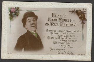 Postcard Charlie Chaplin Early Birthday Card Rp By Rotary