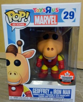 Geoffrey As Iron Man Canadian Exclusive Pop Ad Icons Marvel Toys R Us Fan Expo