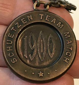 Antique 1900 Sea Girt SCHUETZEN Team Match NRA SHOOTING Bronze Color Medal Pin 4