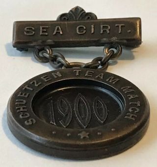 Antique 1900 Sea Girt SCHUETZEN Team Match NRA SHOOTING Bronze Color Medal Pin 5