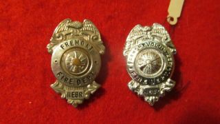 2 Old Fremont Nebraska Volunteer Fire Dept Badges