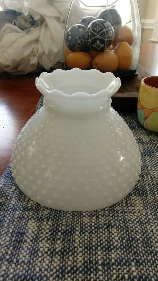 Vintage Hobnail White Milk Glass Lamp Shade 7 3/4 " Fitter X 6 " Tall