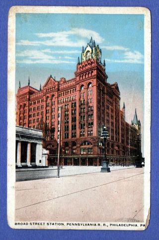 Broad Street Station,  Pennsylvania Rr,  Philadelphia,  Pennsylvania 1918 Postcard