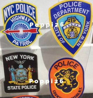 Nyc Hwy,  Nyc,  Nassau County & Nys Police 4 Inw/shield Authentic Decal Stickers
